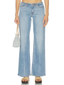 Good American - Ghost Waist Women's Low-Waist Loose Wide Jeans Indigo