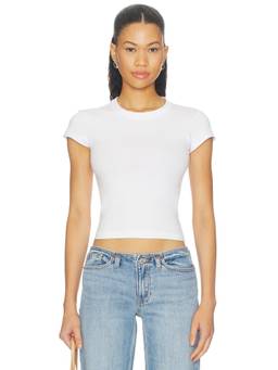 Good American - Cap Sleeve Women's Fitted Crew Neck T-Shirt White