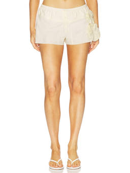 Geel - Ando Women's Semi-Sheer Poplin Pull-On Shorts Beige