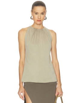 Geel - Perla Women's Sleeveless High Neck Top Khaki
