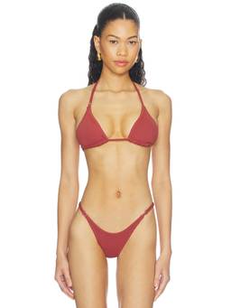 Geel - Triangle Women's Padded Halter Strap Bikini Top Copper