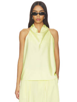 Gestuz - Cerina Women's Halter Neck Cowl Satin Top Yellow