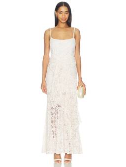 Georgia Hardinge - Riviera Women's Lace Waist-Tie Maxi Dress Ivory