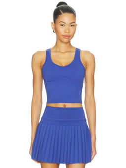Gold Hinge - Lined Women's Mid-Length Pull On Sports Bra Blue