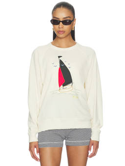 The Great - College Women's Sailing Boat Applique Graphic Sweatshirt Off White