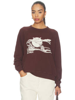 The Great - College Women's Graphic French Terry Sweatshirt Toasted Walnut