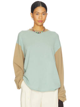 Guest In Residence - Baseball Oversized Women's Cashmere Crew Neck Sweater Sage Brush