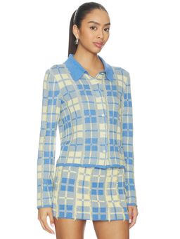 Guest In Residence - Fringe Plaid Elle Women's Frayed Button-Up Shirt Blue