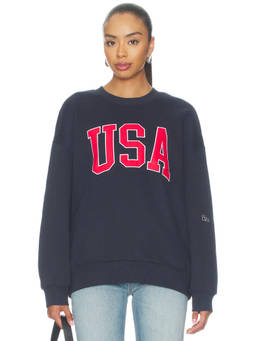 Hype and Vice - Offside Women's Embroidered Crew Neck Sweatshirt Navy Blue