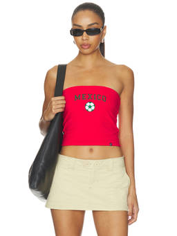 Hype and Vice - Women's Graphic Embroidered Tube Top Red