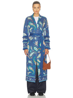Hayley Menzies - Jimi Women's Belted Fringe Duster Coat Blue