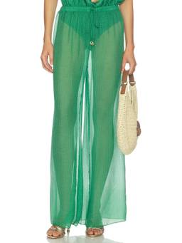 HANNE BLOCH - Square Women's Drawstring Waist Wide-Leg Palazzo Pants Green