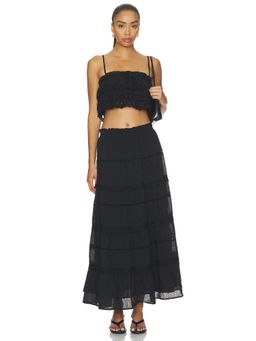 HEARTLOOM - Amata Women's Tiered Lace Crop Top Skirt Set Black