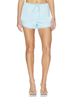 HEARTLOOM - Annabella Women's Lace Trim Drawstring Shorts Blue