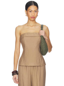 HEARTLOOM - Women's Strapless Smocked Back Tube Top Latte