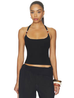 HEARTLOOM - Honor Women's Beaded Halter Neck Sleeveless Top Black