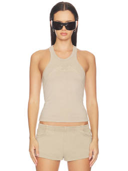 HAELO - Halo Women's Embroidered Racer Back Tank Top Taupe