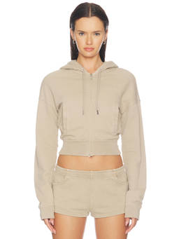 HAELO - Zip-Up Women's Cropped Hoodie Taupe
