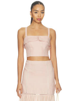HEVRON - Alba Women's Square Neck Sleeveless Crop Top Pink