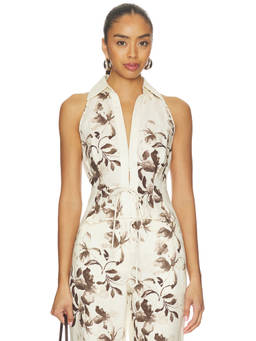 HEVRON - Sloan Women's Floral Print Sleeveless Vest Brown