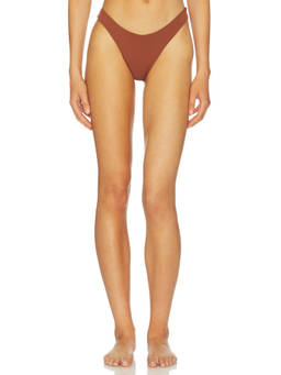 HAIGHT. - Minimalist Women's High-Waist Stretch Bikini Bottom Brown