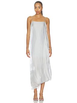Helmut Lang - Fluid Women's Sleeveless Satin Balloon Midi Dress Blue