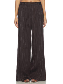 Helmut Lang - Wide Double Pleated Women's Wide-Leg Trousers Brown