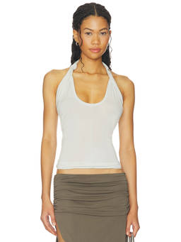Helmut Lang - Twist Dancer Women's Halter Neck Sleeveless Jersey Top Grey