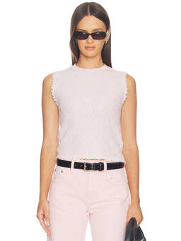 Helmut Lang - Undone Edge Women's Sleeveless Frayed Trim Tank Top Pink