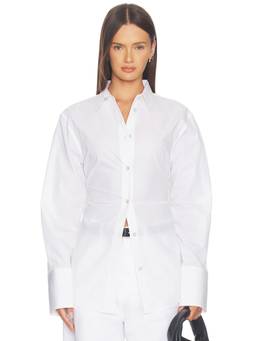 Helmut Lang - Knot Women's Tie-Detail Poplin Button-Down Shirt White