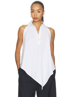 Helmut Lang - Collar Scarf Women's Sleeveless Poplin Top White
