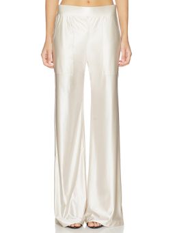 Heroine Sport - Women's Stretch Satin Elastic Waist Palazzo Pants Pearl