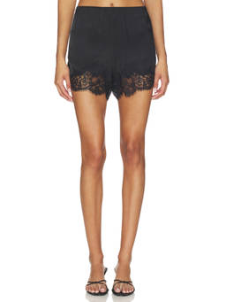 HERSKIND - Arthur Women's Lace Trim Satin Sleep Shorts Black