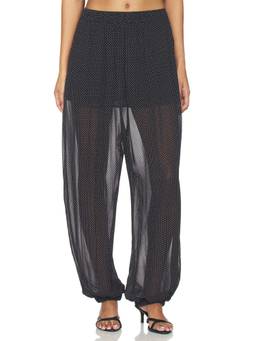 HERSKIND - Sylvia Polka Women's Elastic Waist Wide-Leg Palazzo Pants Black