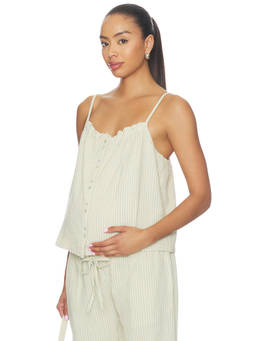 HATCH - Isla Women's Nursing Button Down Camis / Tops Natural & Blue Stripe