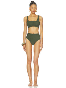 Hunza G - Patricia Women's Crinkle Stretch Bikini Set Metallic Khaki