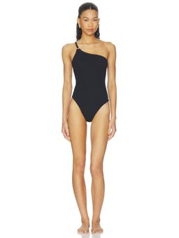 Hunza G - Clara Women's One-Shoulder Unpadded One-Piece Swimsuit Black