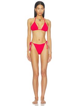 Hunza G - Gina Women's Smocked Halter Neck Bikini Set Red