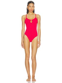 Hunza G - Crinkle Stretch Women's Unpadded Ring Detail One Piece Swimsuit Red