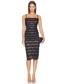 Herve Leger - Dara Women's Lace Detail Bodycon Midi Dress Black