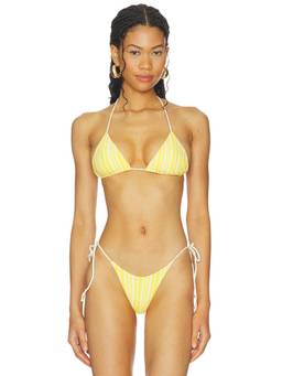 Indah - Calista Women's Unpadded Triangle Halter Bikini Top Yellow