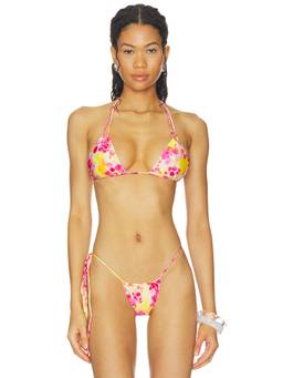 Indah - Bongo Tiny Women's Unpadded Halter Tie-Up Bikini Top Pink