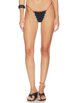 Indah - Crochet Knit Women's Skimpy String Bikini Bottom Black
