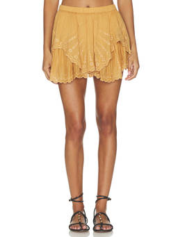 Isabel Marant Etoile - Layale Women's Elastic Waist Eyelet Skort Caramel