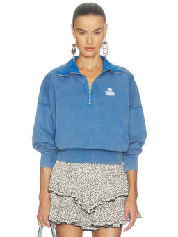 Isabel Marant Etoile - Ross Women's Quarter-Zip Jersey Sweatshirt Blue