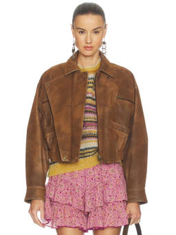 Isabel Marant Etoile - Belma Women's Faux Suede Zip-Front Jacket Brown