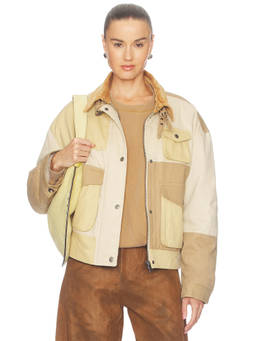 Isabel Marant Etoile - Risla Women's Faux Fur Lined Zippered Twill Jacket Beige