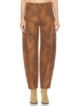 Isabel Marant Etoile - Belky Women's Mid-Waist Faux Suede Straight Trousers Brown