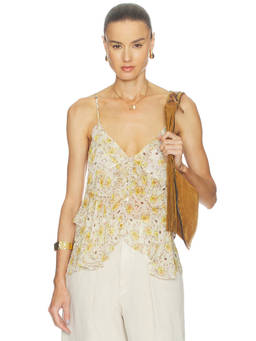Isabel Marant Etoile - Briara Women's Floral Ruffled V-Neck Top Light Yellow