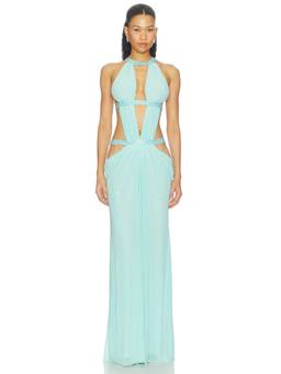Jaded London - 6am Women's Sequin Trim Open Back Maxi Dress Blue
